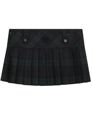 Miu Miu Pleated Wool Mini Skirt - Black