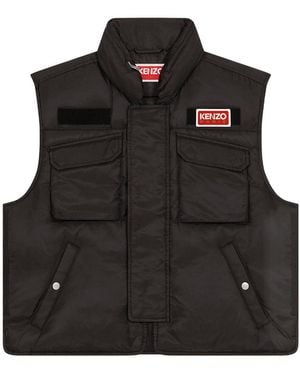 KENZO Logo-Patch Sleeveless Padded Gilet - Black
