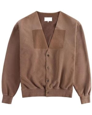 Maison Margiela Deep V-Neck Cotton Sweatshirt - Brown