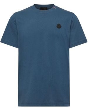 Moncler Logo Cotton T-Shirt - Blue