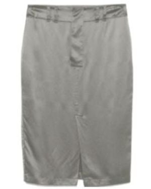 Saint Laurent Silk Midi Skirt - Grey