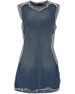 Acne Studios Raw Cut Edge Denim Mini Dress - Blue