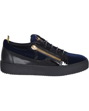 Giuseppe Zanotti Frankie Zip-Detailed Lace-Up Sneakers - Blue