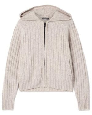 James Perse Ribbed Recycled-Cashmere Hoodie - Natural