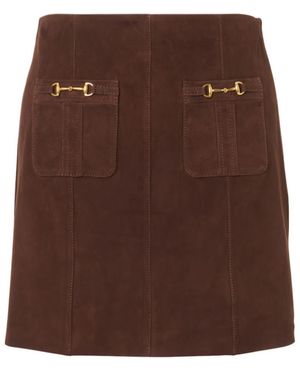 RIXO London A-Line Mini Skirt - Brown