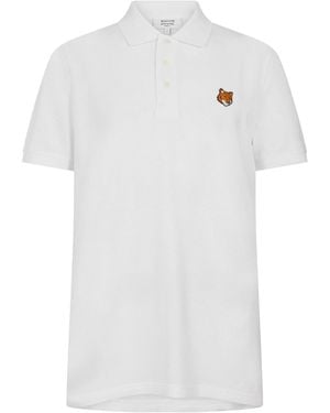 Maison Kitsuné Embroidered Shortsleeve Polo - White
