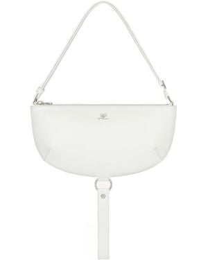 Courreges Holy Eclipse Half-Moon Leather Shoulder Bag - White