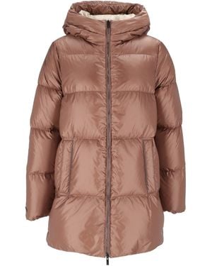 Peserico Quilted Hooded Down Jacket - Brown