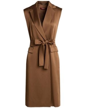 Max Mara Minimalist Sleeveless Coat - Brown