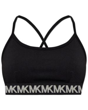 MICHAEL Michael Kors Logo Strap Performance Bra - Black