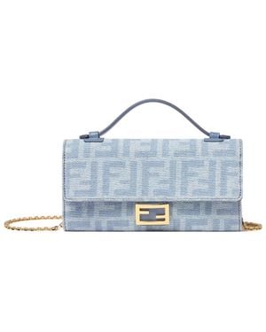 Fendi Baguette Chained Continental Wallet - Blue