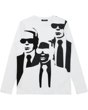 KARL LAGERFELD Long-Sleeved Printed T-Shirt - White