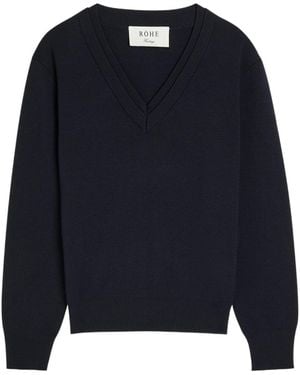 Rohe Vneck Wool Knit Sweater - Blue