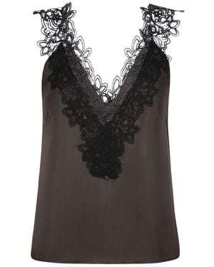 Rohe V-Neck Lace Top - Black