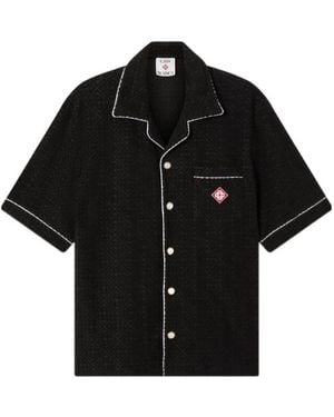 CASABLANCA Towelling Monogram Short-Sleeve Shirt - Black