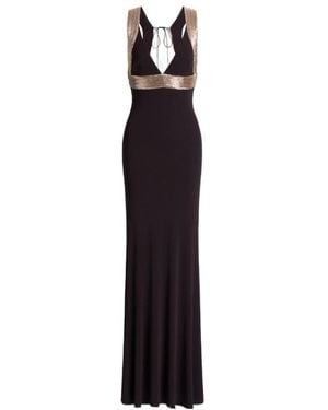 Alberta Ferretti Embellished Long Dress - Black