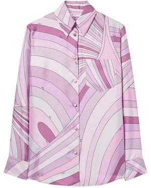 PUCCI Iride-Print Silk Shirt - Purple