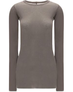 Rick Owens Long-Sleeve Unstitched-Hem T-Shirt - Grey