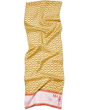 MAX&Co. Printed Silk-Twill Scarf - Yellow