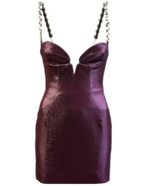 Area Mussel Cup Crystal Embellished Minidress - Purple