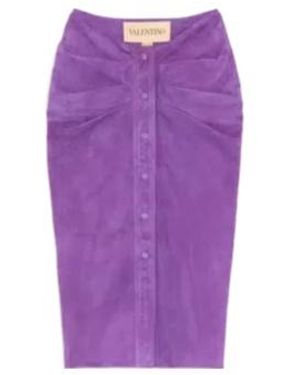 Valentino Button Detailed Gathered Skirt - Purple
