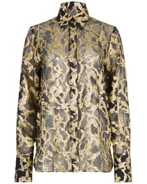 Nina Ricci Marble-Motif Bell-Cuffs Shirt - Natural