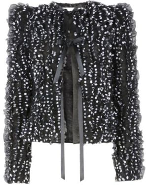 Nina Ricci Polka Dot Tie-Front Jacket - Black