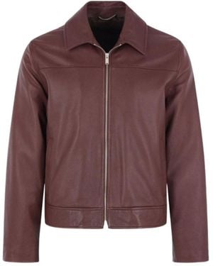 Lardini Long-Sleeved Zip-Up Leather Jacket - Red