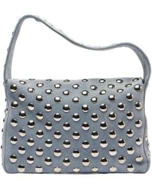 KHAITE Elena Medium Studded Suede Shoulder Bag - Metallic