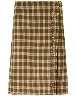 Wales Bonner Plaid Midi Skirt - Metallic