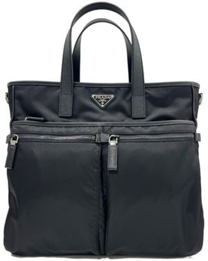Prada Logo Patch Briefcase - Black