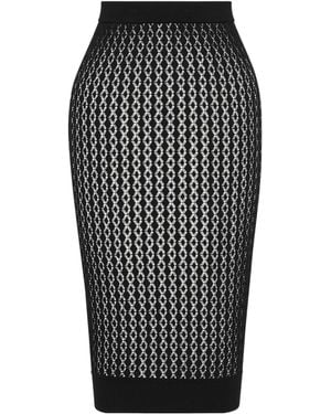 Saint Laurent Knitted Midi Pencil Skirt - Black