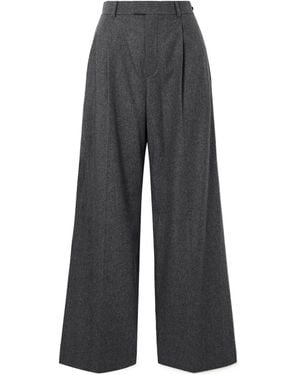 Carven Pleated Wide-Leg Wool Pants - Gray