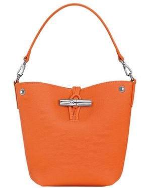 Longchamp Xs Le Roseau Essential Leather Bucket Bag - Orange