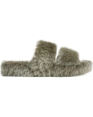 Celine Triomphe Shearling Slipper - Green
