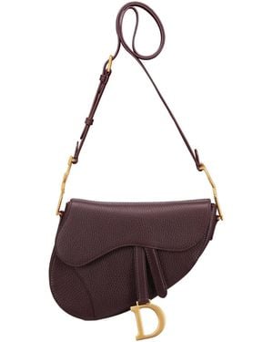 Dior Medium Soft Saddle Bag With Strap - Purple