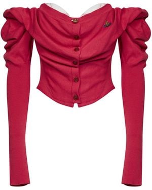 Vivienne Westwood Bea Puff-Sleeved Corset Cardigan - Red