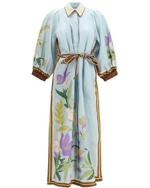ALÉMAIS Alfie Floral Midi Shirtdress - Blue