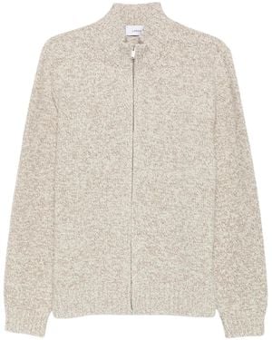 Lardini Zip-Up Marl-Knit Jumper - White