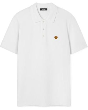 Versace Embroidered Medusa Polo Shirt - White