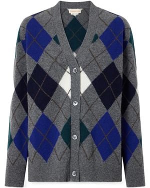 &Daughter Checked Wool-Knitted Cardigan - Blue