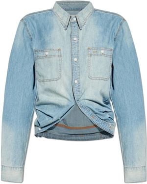 R13 Wrap Denim Shirt - Blue