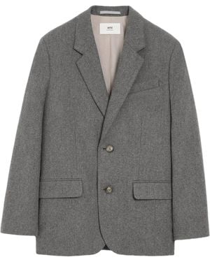 Ami Paris Single Breasted Long Sleeved Jacket - Grey