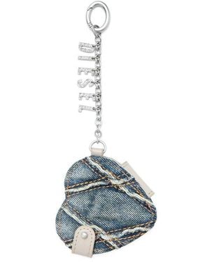 DIESEL Heart-Shape Mirror Keychain - Blue