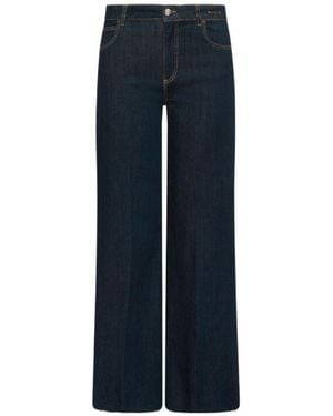 Marella Cropped Soft Denim Wide-Leg Jeans - Blue