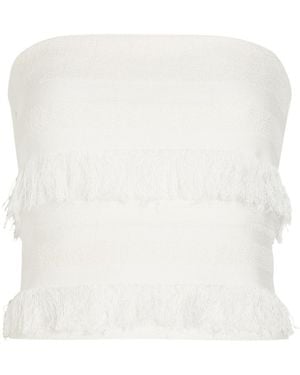 Jonathan Simkhai Fringed Strapless Knit Top - White