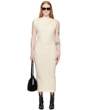 Isabel Marant Crinkled Asymmetric Midi Jersey Dress - Natural