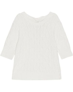 Ganni Cotton Cable Open Back Top - White