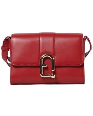 Furla Samll Urban Clasp-Detail Leather Satchel - Red