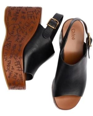Chloé Maxime Leather Wedges - Brown